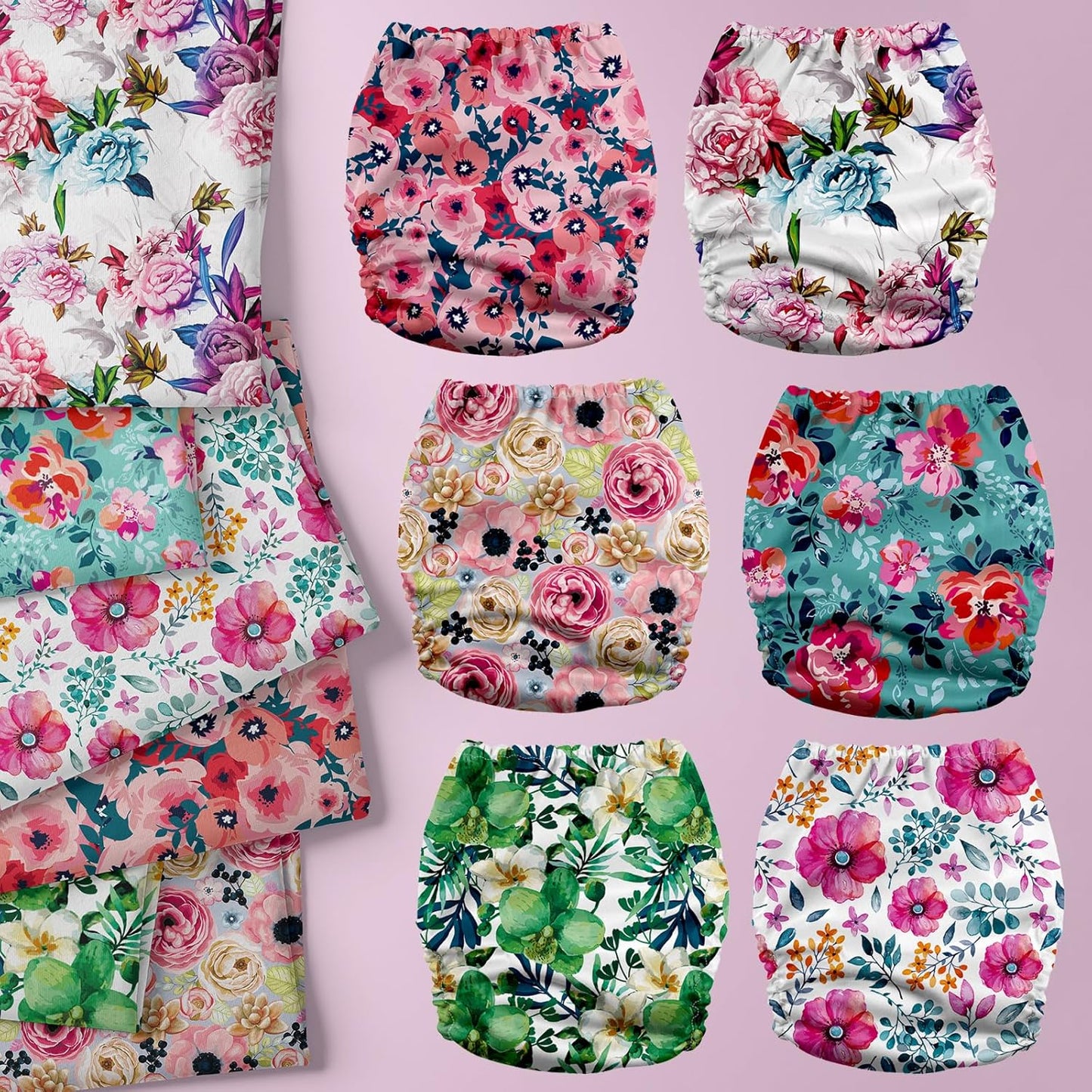 Mama Koala 3.0 Pocket Cloth Diapers for Babies with AWJ Lining, 6 Pack with 6 4-Layer Natural Cloth Diaper Inserts - Reusable and Washable Pocket Diapers(Hardworking Bees) - Colors B