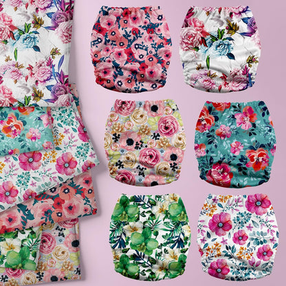 Mama Koala 3.0 Pocket Cloth Diapers for Babies with AWJ Lining, 6 Pack with 6 4-Layer Natural Cloth Diaper Inserts - Reusable and Washable Pocket Diapers(Hardworking Bees) - Colors B