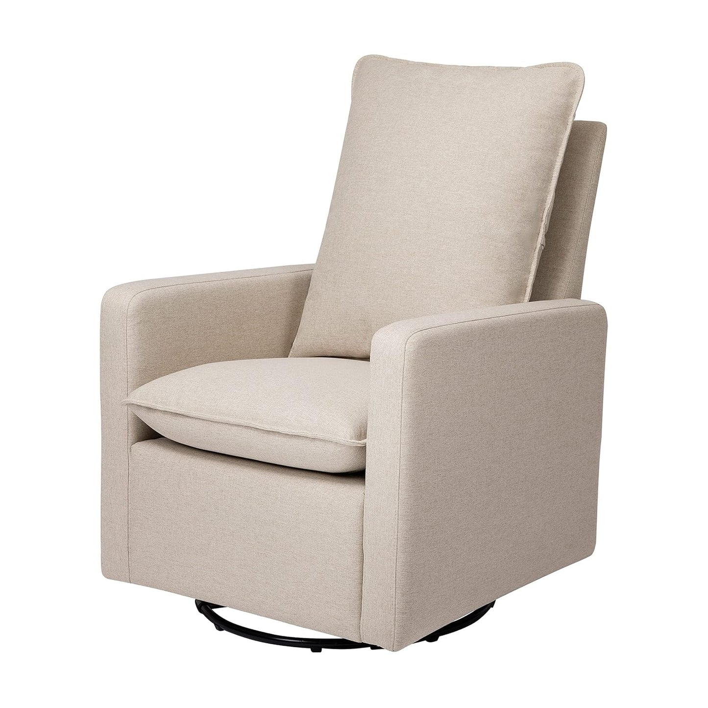 Babyletto Cali Pillowback Swivel Glider in Performance Plastic Cream Eco-Weave, Water Repellent & Stain Resistant, Greenguard Gold and CertiPUR-US Certified