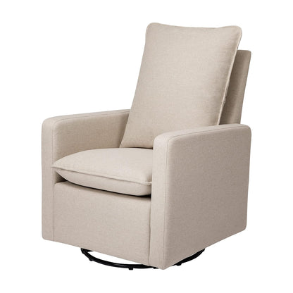 Babyletto Cali Pillowback Swivel Glider in Performance Plastic Cream Eco-Weave, Water Repellent & Stain Resistant, Greenguard Gold and CertiPUR-US Certified