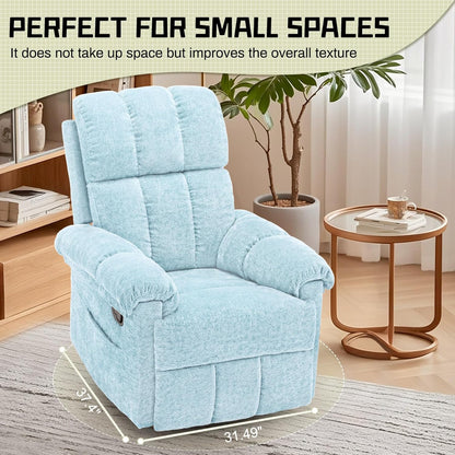 Korser Recliner Chair, Swivel Rocker Recliner Chair for Adults, Small Recliners for Small Spaces, Upholstered Manual Recliner with Side Pockets, Nursery Rocking Chair for Living Room, Chenille, Beige
