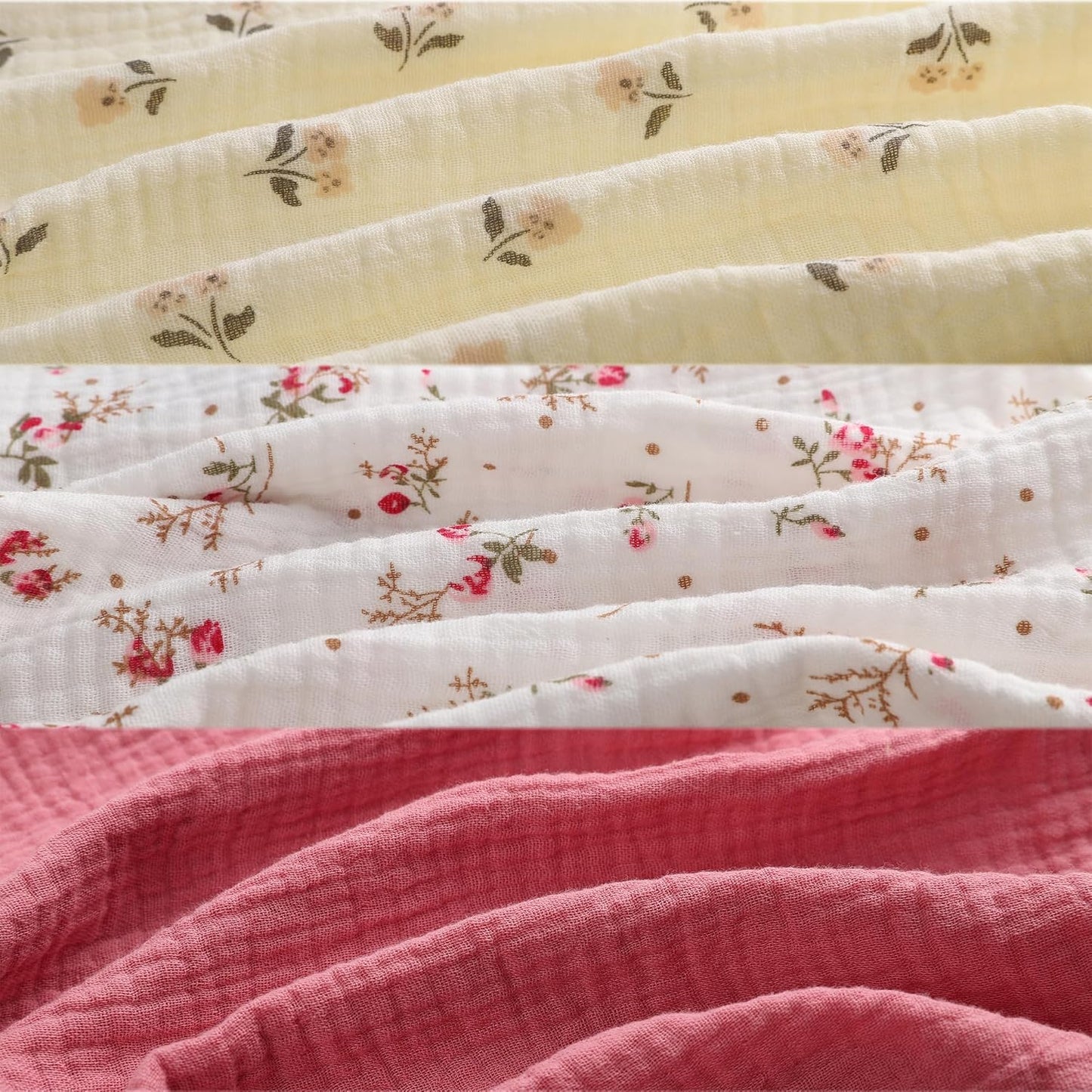 Onacosht Muslin Bassinet Sheets 3 Pack, 100% Cotton Baby Fitted Sheet 33" x 19" Compatible with Mika Micky, KoolaBaby (3 in 1), BabyBond, HARPPA and RICUTON Bedside Bassinet, Green, Floral and Cactus