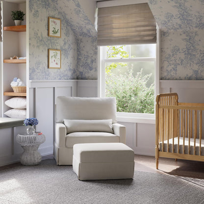 Namesake Crawford Pillowback Chair and a Half Comfort Swivel Glider in Tan Gingham, Greenguard Gold & CertiPUR-US Certified