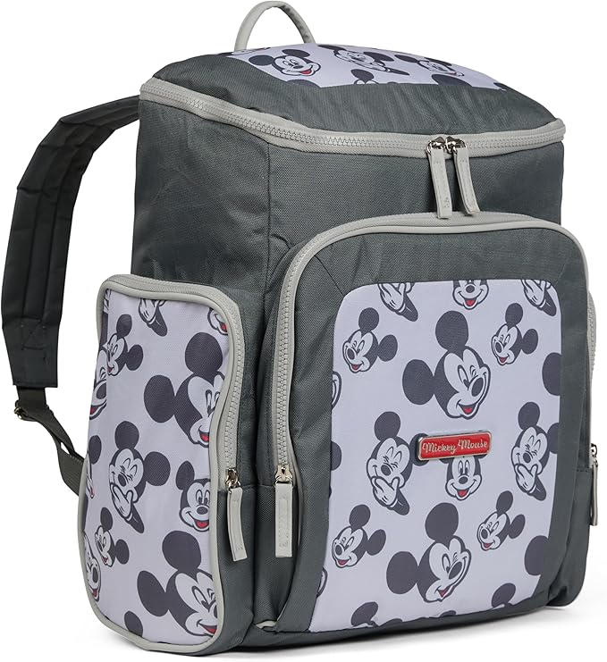 Disney Diaper Bag Backpack with Changing Pad Mickey Mouse – 16” Nylon Baby Bag for Parents, Insulated Bottle Holders, Multiple Storage Pockets