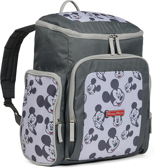 Disney Diaper Bag Backpack with Changing Pad Mickey Mouse – 16” Nylon Baby Bag for Parents, Insulated Bottle Holders, Multiple Storage Pockets