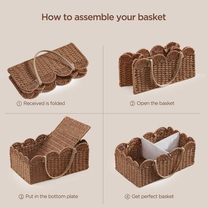 HBlife Large Baby Diaper Caddy, Paper Rope Storage Baskets Nursery Bin with Removable Divider, Portable Car Organizer for Diapers, Baby Shower Gifts, Newborn Essentials Must Haves