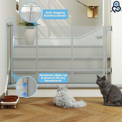 Baby Proof Me Retractable Baby Gates for Stairs & Doorways - 71” Wide Mesh Safety Gate for Toddlers, Dog & Pets - Use for Indoor/Outdoor, Hallways, Deck, Porch - Easy Installation, Secure Closure