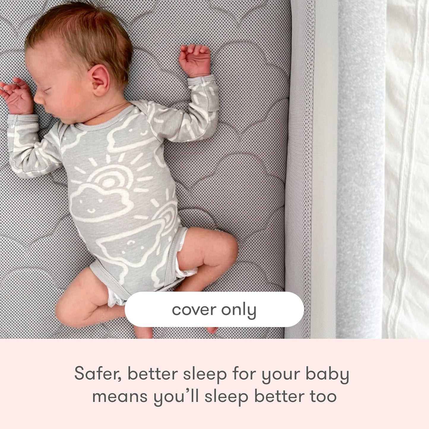 Newton Baby Extra Bassinet Cover, Breathable Safety, Removable Dual-Layer Cover, Completely Washable, Non-Toxic Cotton, Sandstone (Cover ONLY) Compatible ONLY with Newton BASSINETS