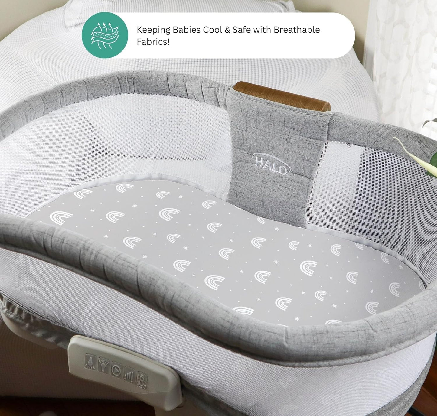 Bassinet Sheets for Papablic, CoZee, Cowiewie, Ezebaby, Nawahev Baby Bassinet Bedside Sleeper by TansyPanda, 3PC, 33x20, Ultra Soft, Breathable Snug Fit, Unisex Boys Girls, Gray White (Space Rockets)