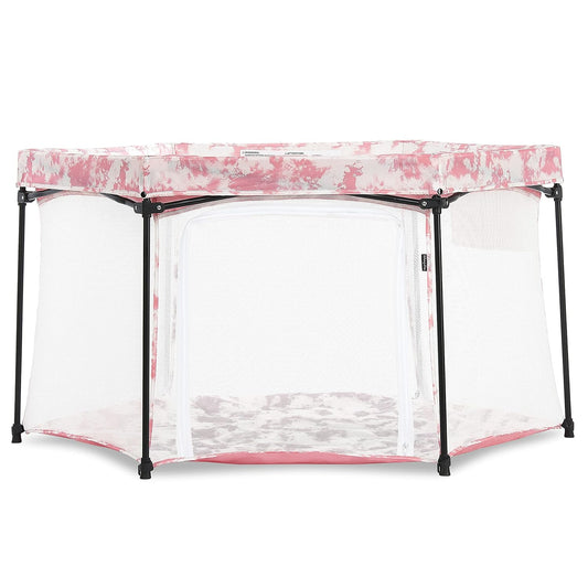 Dream On Me Onyx Baby Playpen, Zipper Access Door, Breathable Mesh Sides, Soft Comfortable Mattress Padded Floor, Easy Fold Design with Travel Carry Bag, Compact Easy to Fold Design - Sky Blue