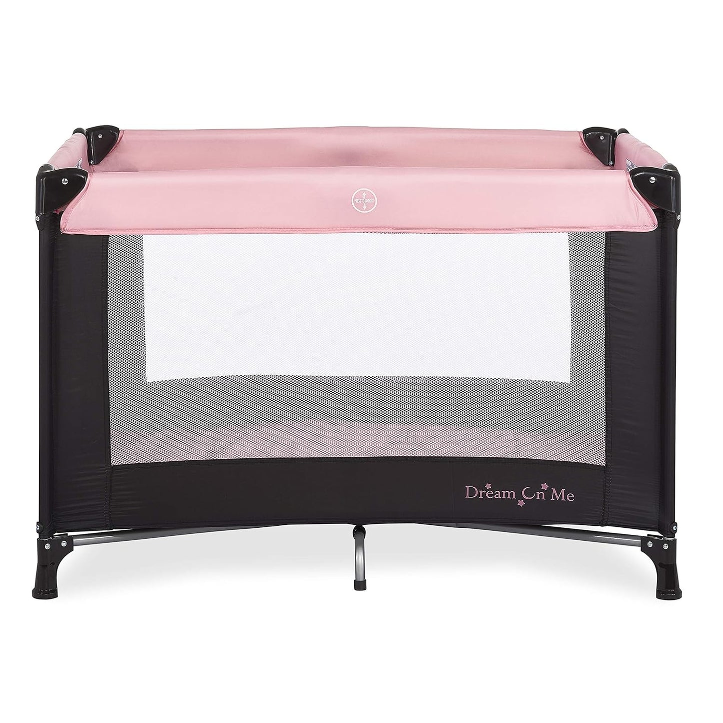 Dream On Me Nest Portable Playard in Black with Carrybag an Shoulder Strap, Lightweight, Packable and Easy Setup Baby Playard, Breathable Mesh Sides and Soft Fabric - Comes with a Removable Padded Mat
