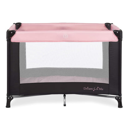 Dream On Me Nest Portable Playard in Black with Carrybag an Shoulder Strap, Lightweight, Packable and Easy Setup Baby Playard, Breathable Mesh Sides and Soft Fabric - Comes with a Removable Padded Mat