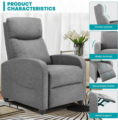 Sweetcrispy Recliner Chair, 360 Swivel Rocker Chair for Adults, Glider Rocker Recliners, Nursery Chairs for Living Room, High Back, Upholstered Deep Seat, Classical Brown
