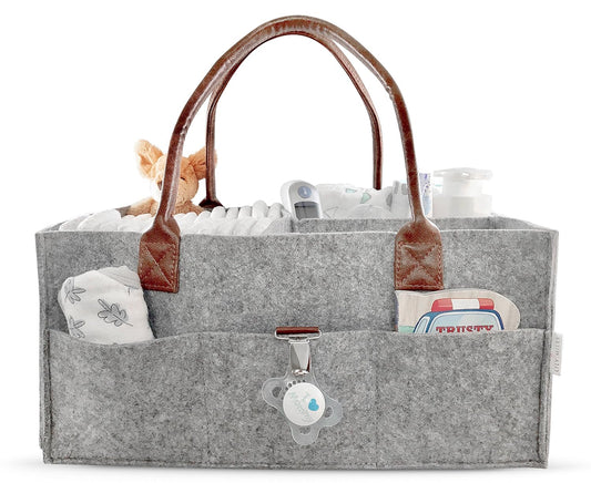 Lily Miles Baby Diaper Caddy Organizer, Nursery Storage Basket for Newborn Essentials, Neutral Gift for Baby Shower, Registry Must-Have, Car Organizer for Diapers and Wipes - Sand, Large