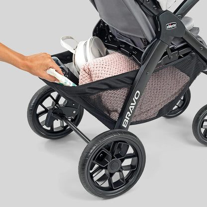 Chicco Bravo LE ClearTex Full-Size Stroller for Babies and Toddlers, UPF-Rated Canopy, GREENGUARD Gold Certified, Lightweight, One-Hand Compact Fold, Pewter/Grey