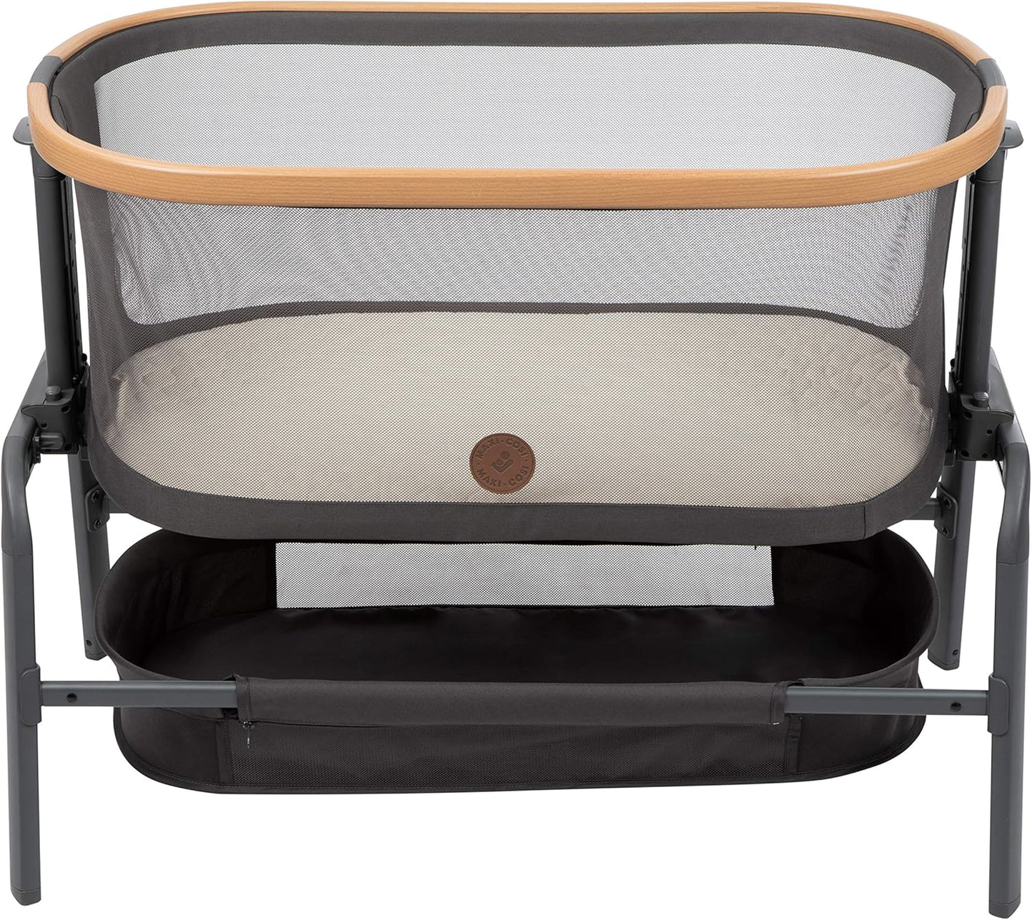 Maxi-Cosi Iora Baby Bassinets Bedside Sleeper, Portable Bassinet, Infant Bedside Sleeper Crib, Height Adjustable, Breathable Mesh, Large Storage Basket, Truffle