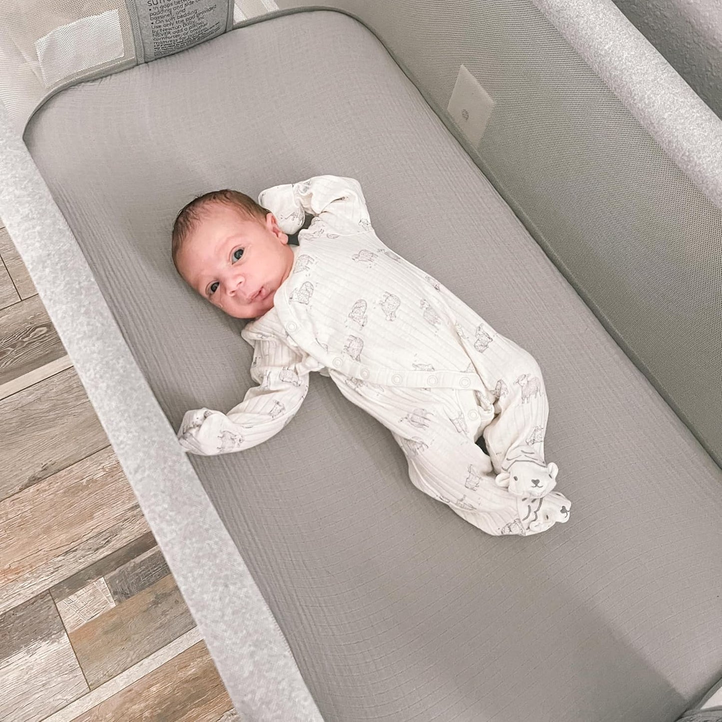 Newton Baby Fitted Sheets for Bassinet & Bedside Sleeper, Essential Bassinet (2-Pack) - Ultra-Breathable, Washable and Ultra-Soft, 100% Muslin, 19" x 35" - Grey