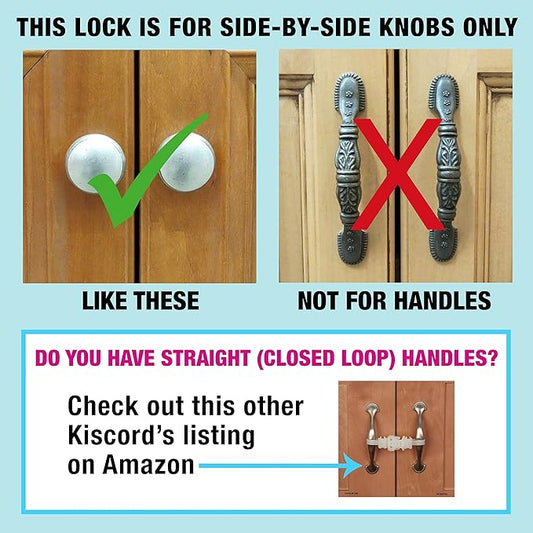 Baby Safety Cabinet Locks for Knobs Child Safety Cabinet Latches for Home Safety Strap for Baby Proofing Cabinets Kitchen Door RV No Drill No Screw No Adhesive (White)