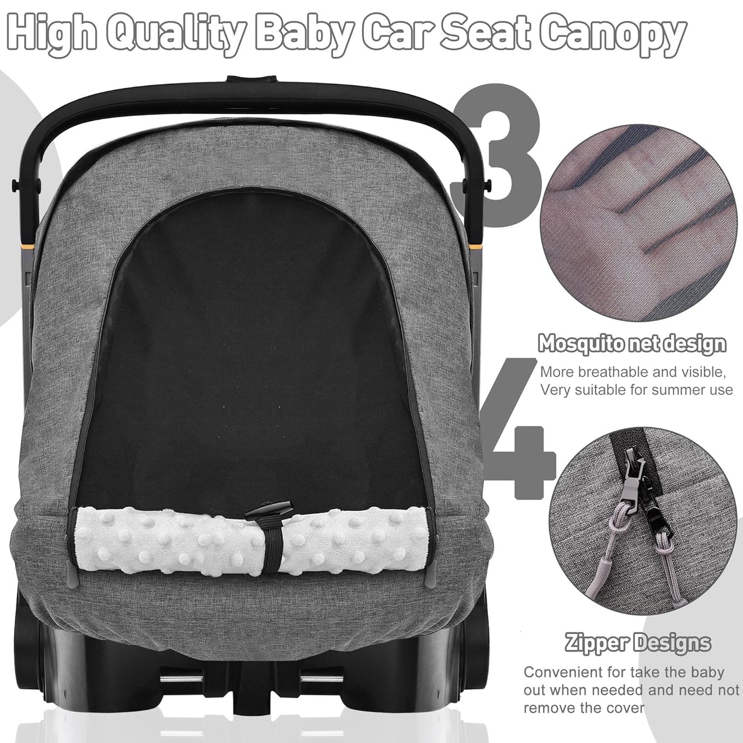 Waterproof Baby Car Seat Cover Compatible with Doona Car Seat and Stroller,Patented Windproof Car Seat Canopy for Girls, Keeps Babies Warm and Coz(Pink)