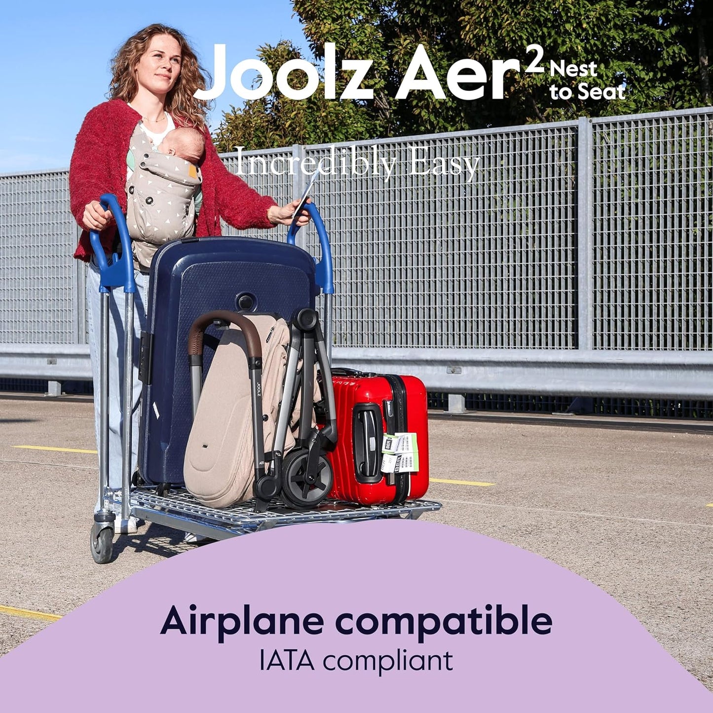 Joolz Aer2 Nest-to-Seat Accessory - Parent-Facing Compact Travel Stroller Seat for Newborn to Toddler (Up to 33 lbs) –Lightweight One-Hand Fold – Airplane Approved – Space Black (Chassis Not Included)
