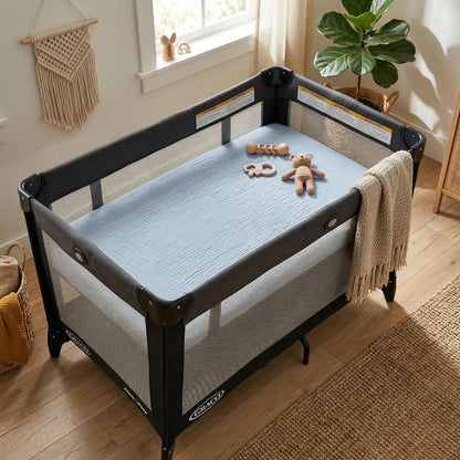 Muslin Bassinet Sheet Compatible with Maxi-COSI Iora & Iora Air Bedside Sleeper - 100% Cotton Rectangular Mattress Pad Cover (33"x20"), Breathable & Soft, Boho (1 Pack Blue)