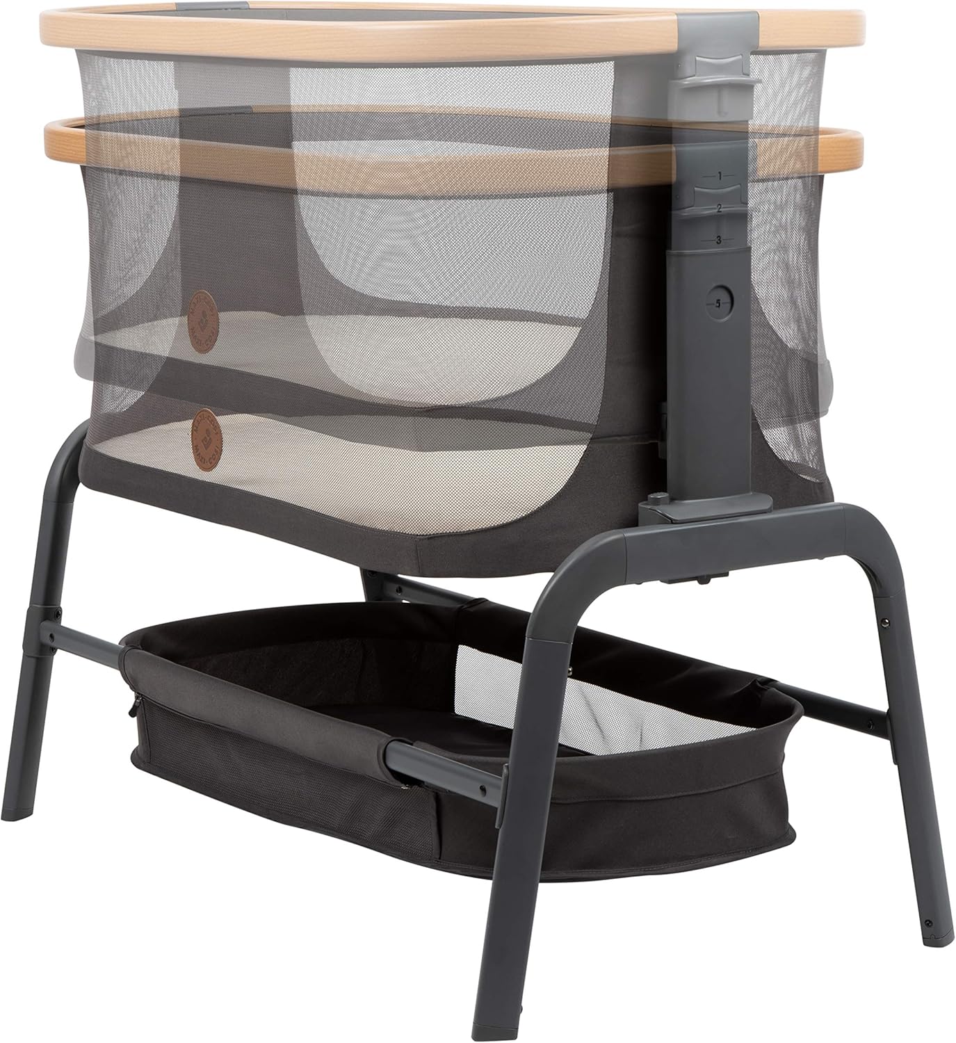 Maxi-Cosi Iora Baby Bassinets Bedside Sleeper, Portable Bassinet, Infant Bedside Sleeper Crib, Height Adjustable, Breathable Mesh, Large Storage Basket, Truffle