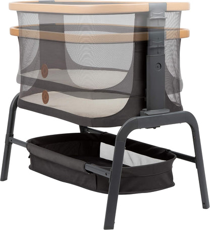 Maxi-Cosi Iora Baby Bassinets Bedside Sleeper, Portable Bassinet, Infant Bedside Sleeper Crib, Height Adjustable, Breathable Mesh, Large Storage Basket, Truffle
