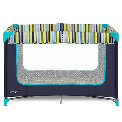 Dream On Me Zodiak Baby Playard, Breathable Mesh Sides, Soft Comfortable Mattress, Quick & Easy to Fold with Travel Carry Bag, Compact Space Saving Design - Navy
