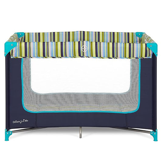 Dream On Me Zodiak Baby Playard, Breathable Mesh Sides, Soft Comfortable Mattress, Quick & Easy to Fold with Travel Carry Bag, Compact Space Saving Design - Navy