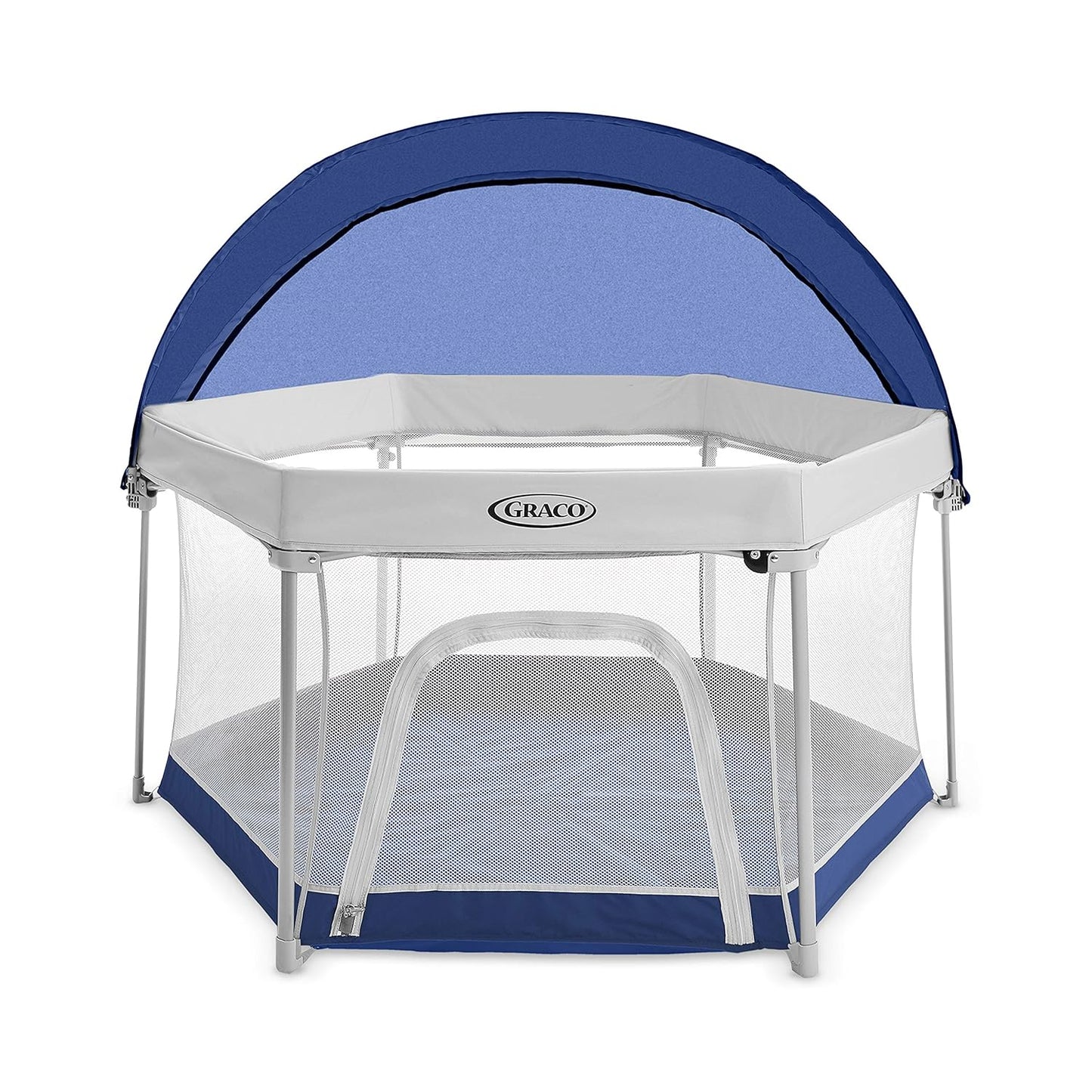 Graco® Lite Traveler 4 in 1 Playard with 4 Modes, Bedside Bassinet, Toddler Playpen, Free Play and Slumber Tent Mode, Lightweight Portable Playard with Canopy and Carry Bag