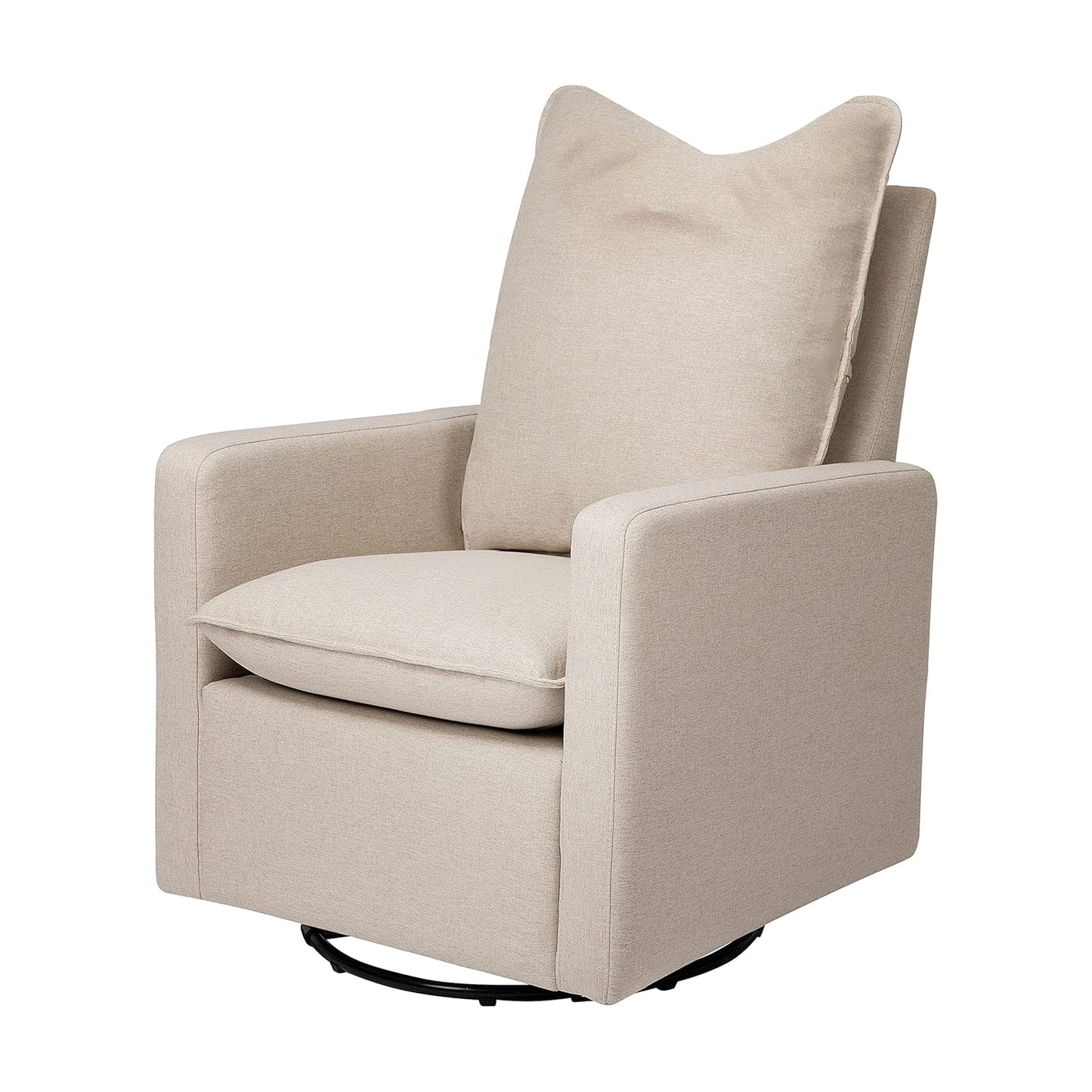 Babyletto Cali Pillowback Swivel Glider in Performance Plastic Cream Eco-Weave, Water Repellent & Stain Resistant, Greenguard Gold and CertiPUR-US Certified