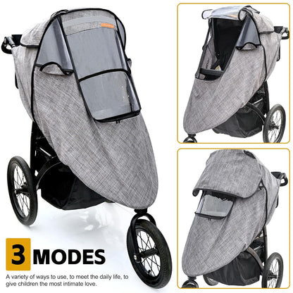 Stroller Rain Cover,Universal Stroller Accessory,Waterproof,Windproof Protection,Protect from Dust Snow,Baby Travel Weather Shield(Grey)