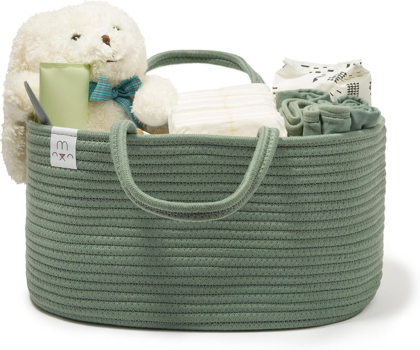 Natemia Diaper Caddy Organizer - Portable Rope Handles & 3 Compartments for Baby Items - Storage Basket for Newborn Essentials - Fits Spectra Breast Pump & Accessories - Registry Must Have (Beige)