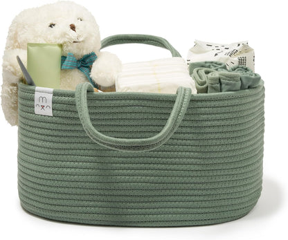 Natemia Diaper Caddy Organizer - Portable Rope Handles & 3 Compartments for Baby Items - Storage Basket for Newborn Essentials - Fits Spectra Breast Pump & Accessories - Registry Must Have (Beige)