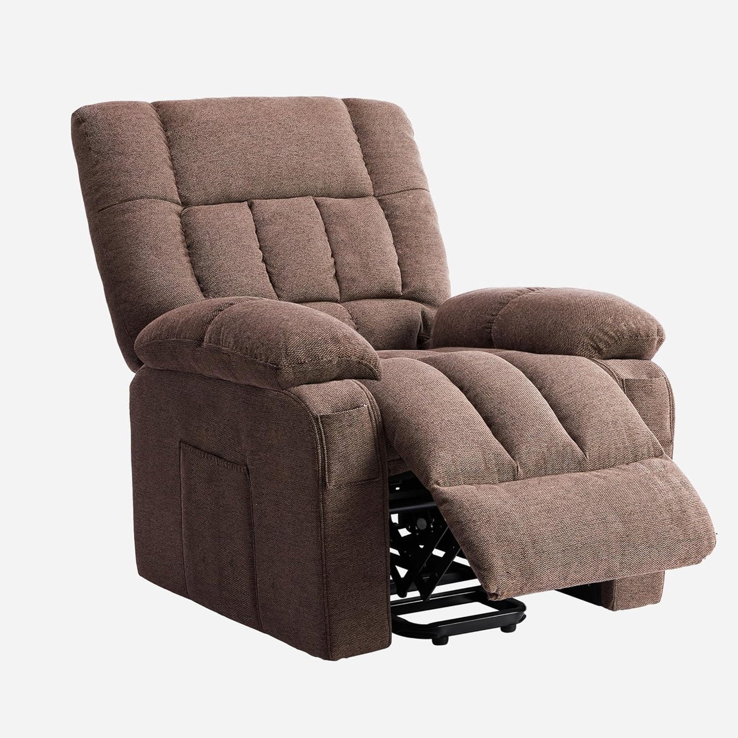 Power Lift Recliner Chair for Adult with Heated and Full Body Massage, Glider Nursery Chair with Cup Holder and USB Charge Port, Oversided Swivel Rocker Recliner for Living/Study/Bedroom Room, Brown