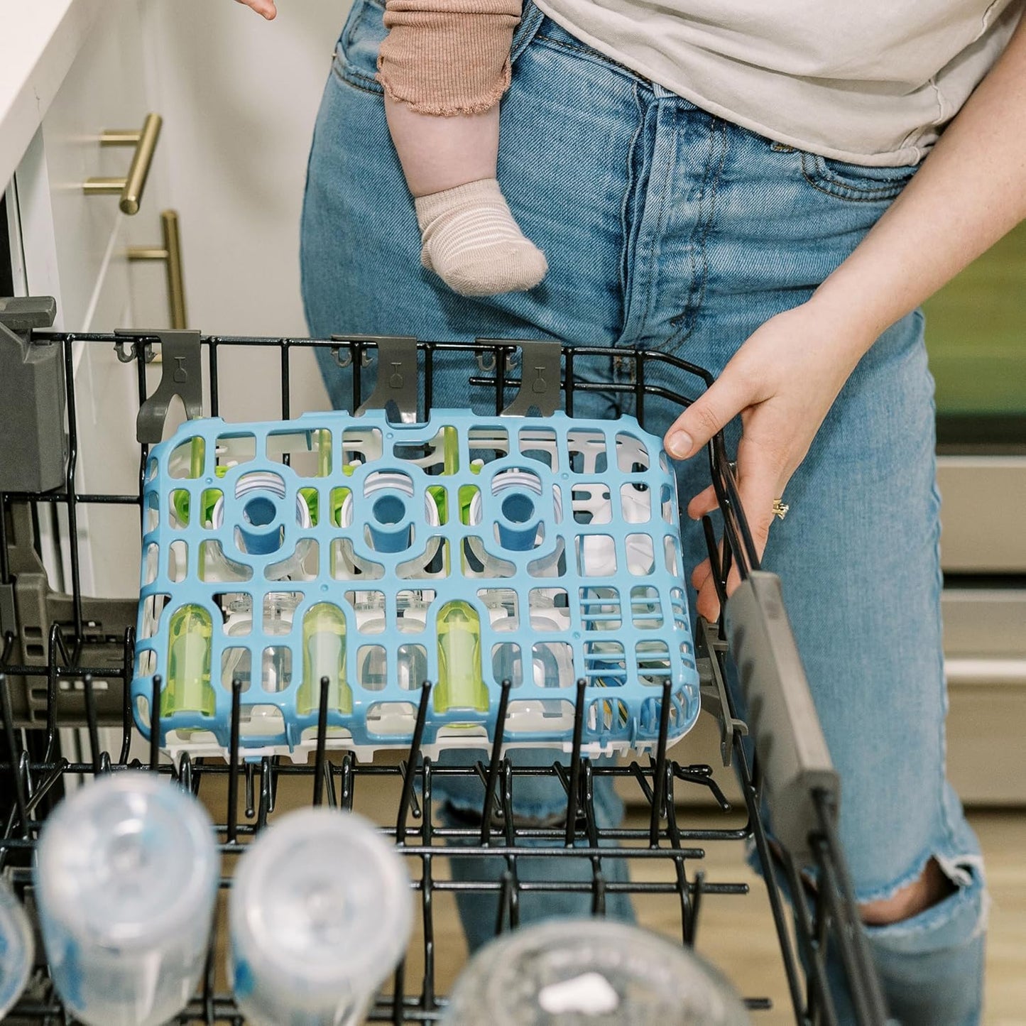 Dr. Brown's Dishwasher Basket for Small Baby Bottle Parts, Pacifiers, and Accessories, Clean, Store and Organize Newborn Essentials, BPA Free, Black
