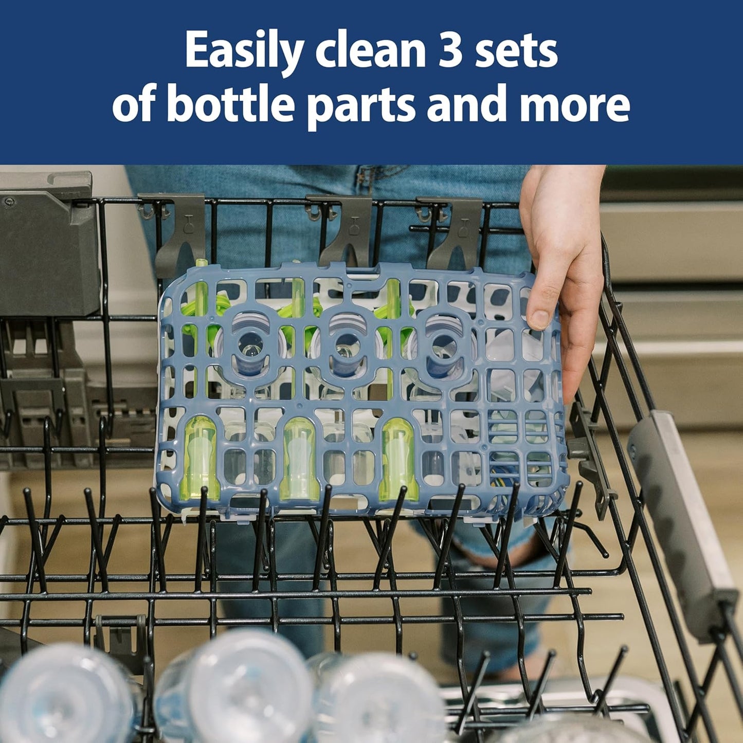 Dr. Brown's Dishwasher Basket for Small Baby Bottle Parts, Pacifiers, and Accessories, Clean, Store and Organize Newborn Essentials, BPA Free, Black
