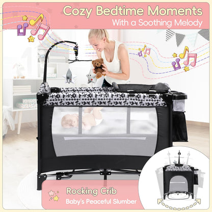 Xilingol 5-in-1 Baby Bassinet Bedside Sleeper, Pack and Play with Changing Table, Portable Crib with Carry Bag, Cosleeper Attach to Bed for Newborn to Toddlers