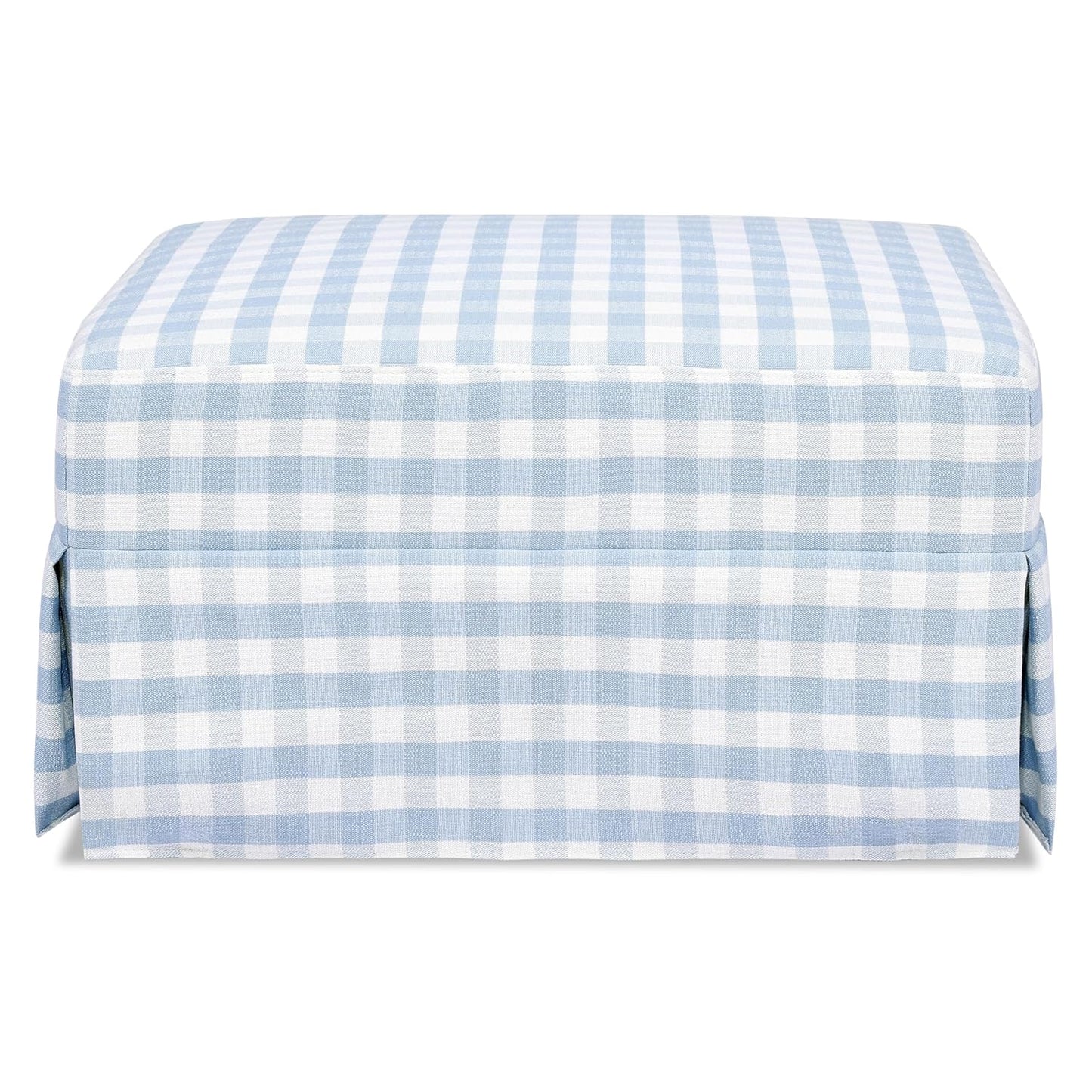 Namesake Crawford Gliding Ottoman in Blue Gingham, Greenguard Gold & CertiPUR-US Certified