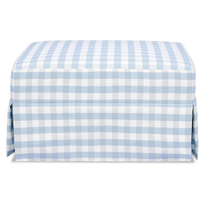 Namesake Crawford Gliding Ottoman in Blue Gingham, Greenguard Gold & CertiPUR-US Certified