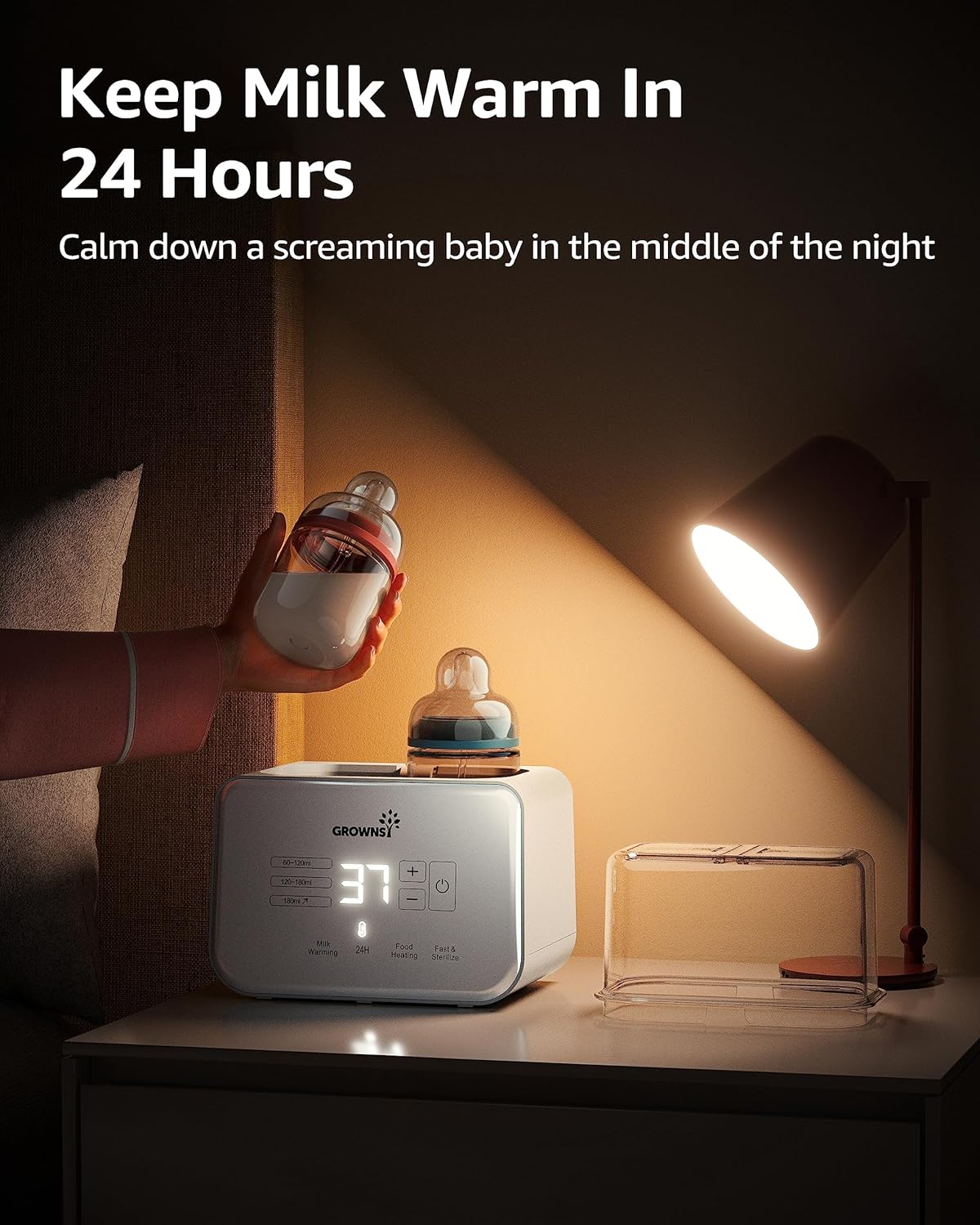 GROWSNY Fast Baby Bottle Warmer, 12-in-1 Milk Warmer with Steam and Water Bath Warming Modes for Breastmilk &Formula, Food Heating,with Thaw, Steri-lize, Egg Boil Function, Fits Most Types of Bottles