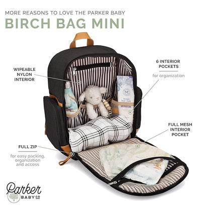 Parker Baby Co. Diaper Backpack - Full Zip Diaper Bag with Insulated Pockets - Black
