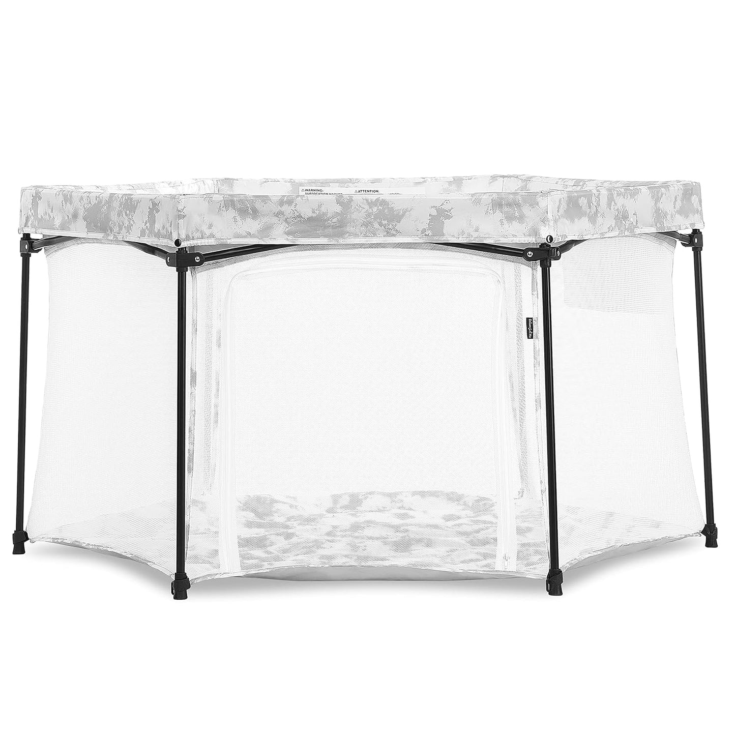 Dream On Me Onyx Baby Playpen, Zipper Access Door, Breathable Mesh Sides, Soft Comfortable Mattress Padded Floor, Easy Fold Design with Travel Carry Bag, Compact Easy to Fold Design - Sky Blue