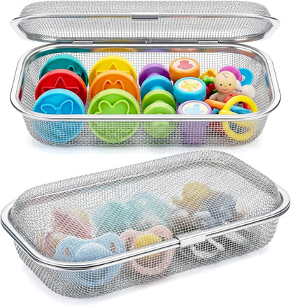 Stainless Steel Dishwasher Basket for Utensils - 18/8 Food-Grade, Custom Fit Size Secure Hold Design Prevents Slipping | Food-Grade Metal & 10-Mesh Drying Tech