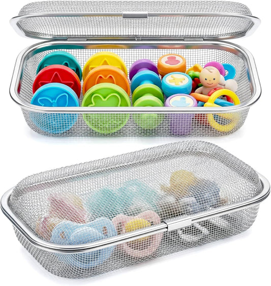 Stainless Steel Dishwasher Basket for Utensils - 18/8 Food-Grade, Custom Fit Size Secure Hold Design Prevents Slipping | Food-Grade Metal & 10-Mesh Drying Tech