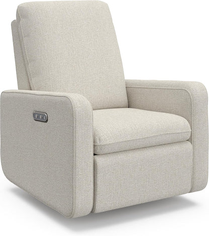 Graco Teddi Power Recliner Swivel Glider, Electronic Power Recline, Oeko-TEX 100 Certified, USB-A & USB-C Charger, Premium Cushioning & Comfort – (Ivory Basketweave)