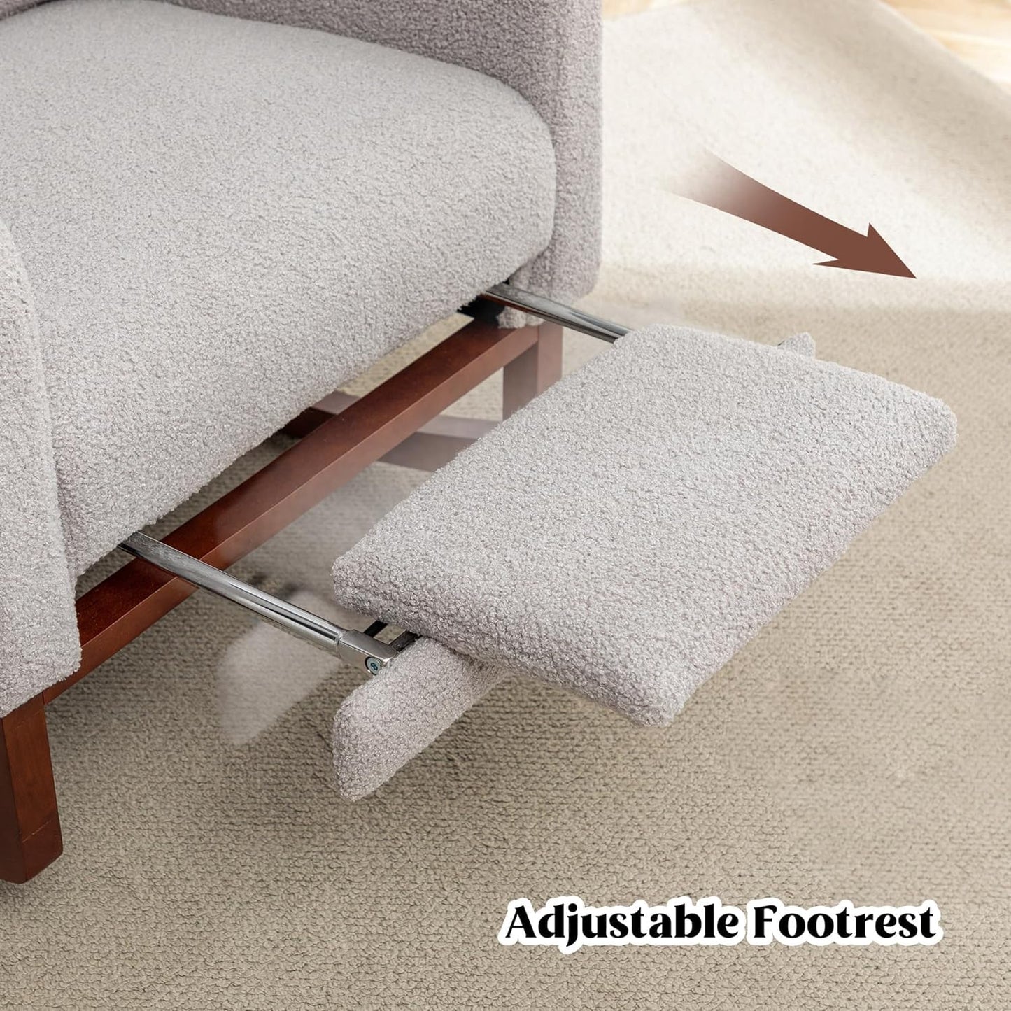 HCHAIRH Rocking Chair Nursery, Nursery Rocking Chairs with Foot Rest, Comfy Fabric Glider Rocker Nursing Chair with High Back for Nursing, Living Room, Bedroom, Beige