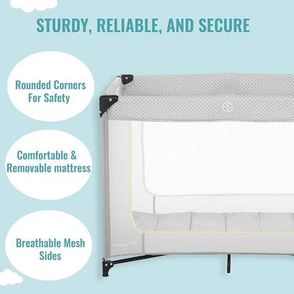 Dream On Me Zoom Portable Playard in Black, Lightweight, Packable and Easy Setup Baby Playard, Breathable Mesh Sides and Soft Fabric - Comes with a Removable Padded Mat