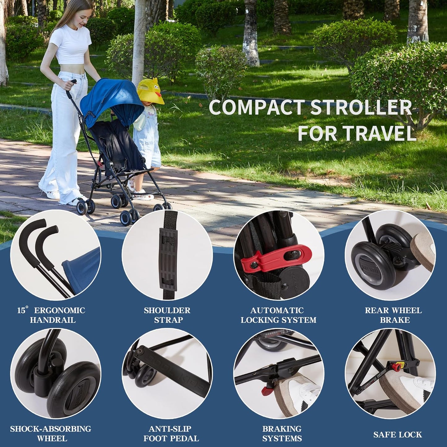 Baby Stroller, Cool Kids Lightweight Travel Stroller with Carrier for Walking, Shopping, and Playgrounds