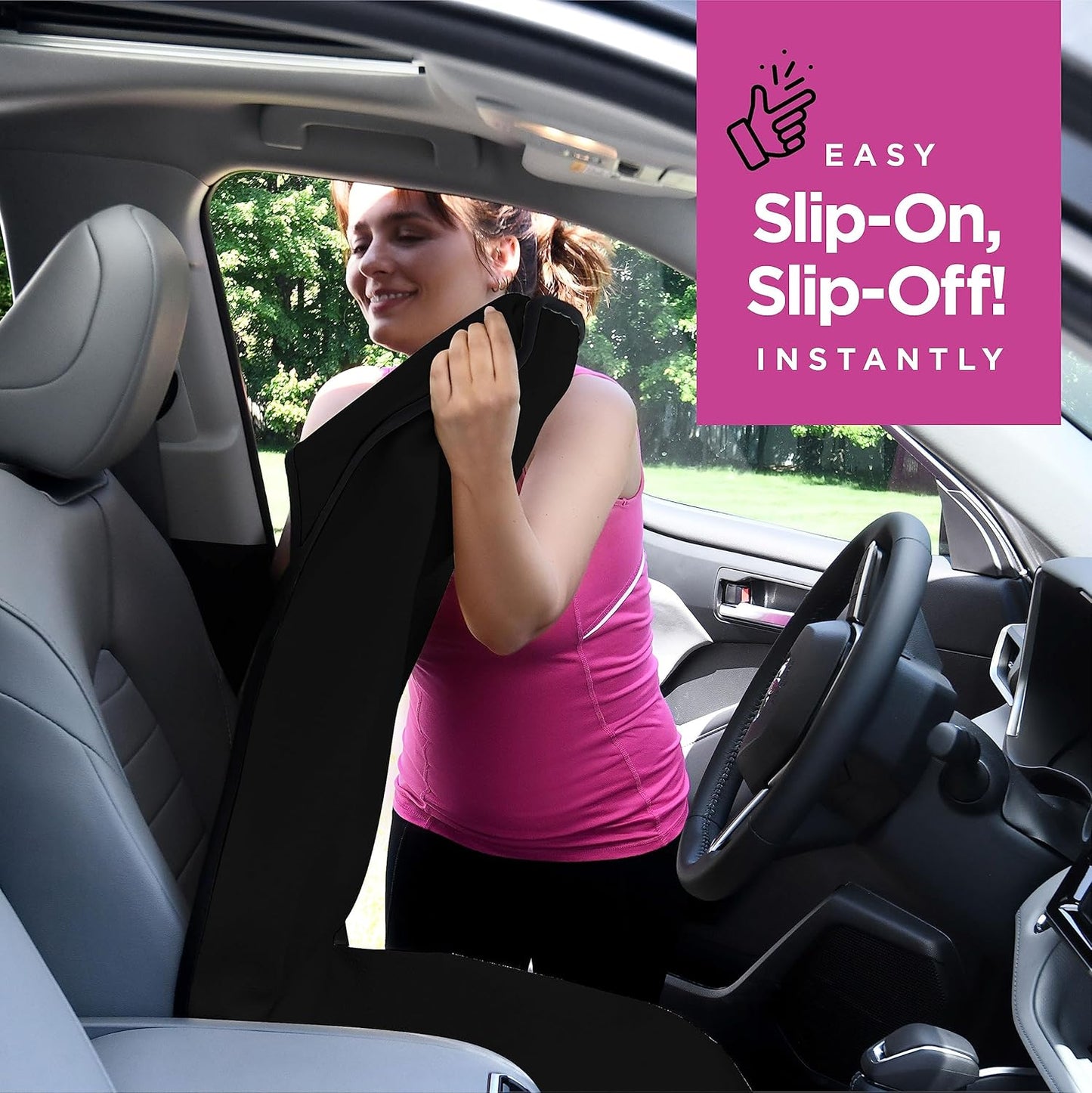lebogner Car Seat Towel Cover for Post Gym Workout, Running, Swimming, and Hiking, 2 Pack Universal Fit Anti-Slip Waterproof Sweating Bucket Seat Protector for Cars, SUVs and Trucks, Black